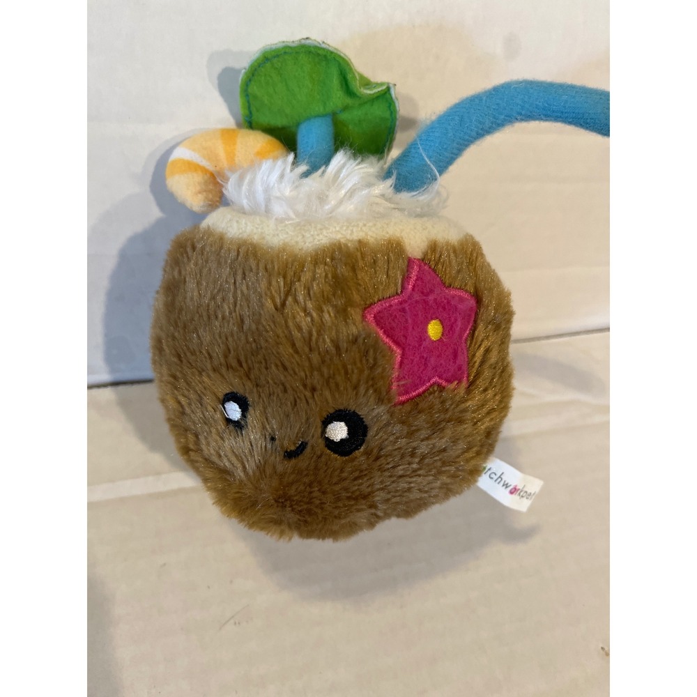 Patchwork Pet Coconut Drink Plush Dog‎ Toy Tropical Tiki Summer Brown 6 Inch